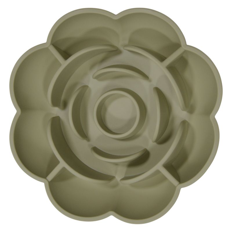 JV Bon App Voerbak Slow Feeder Antislip Silicone Roos Olijfgroen