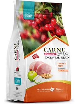 CARNI LIFE CRANBERRY ANCESTRAL GRAIN DOG TURKEY &amp; APPLE PUPPY ALL BREEDS