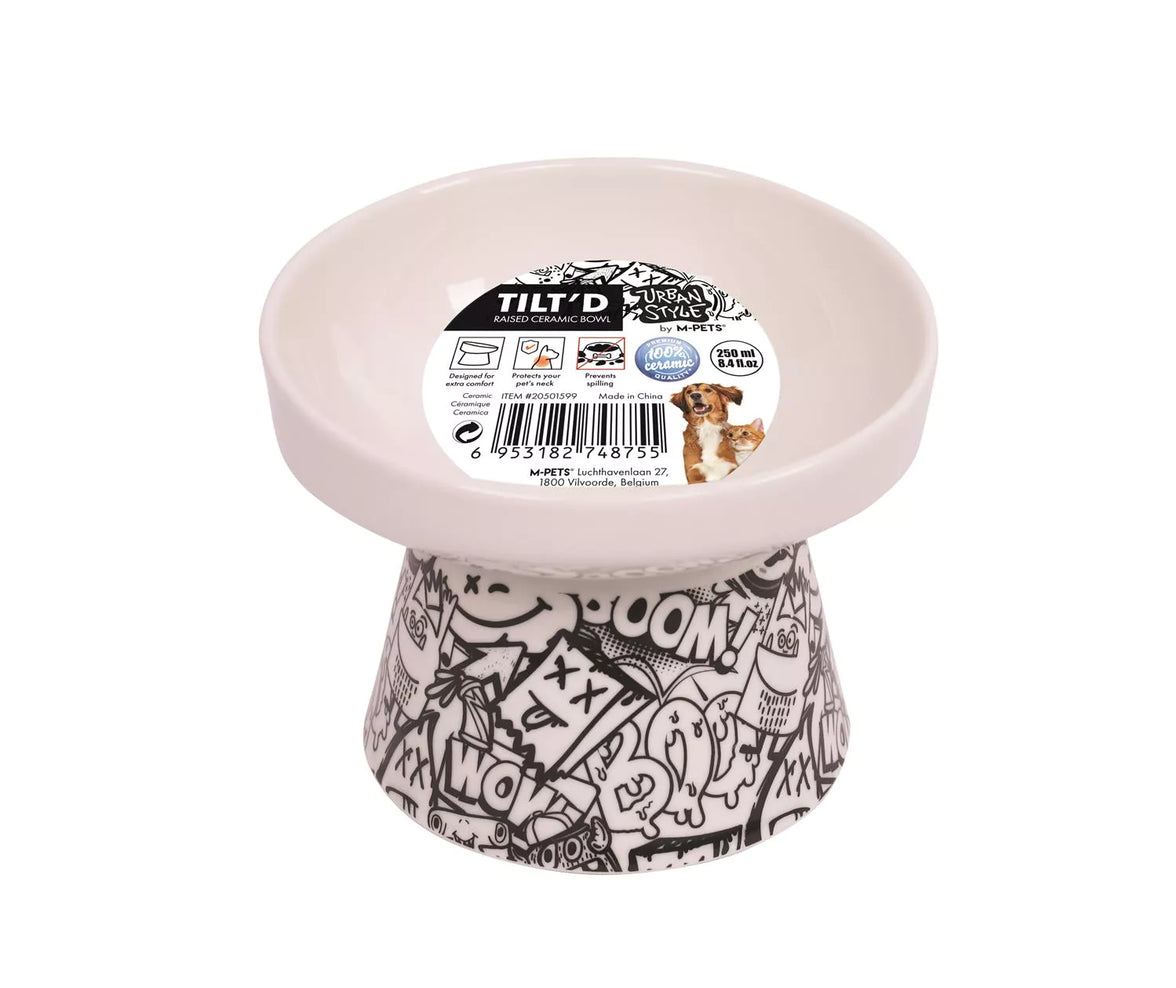 URBANSTYLE TILT'D Raised Ceramic Bowl Black & White - M